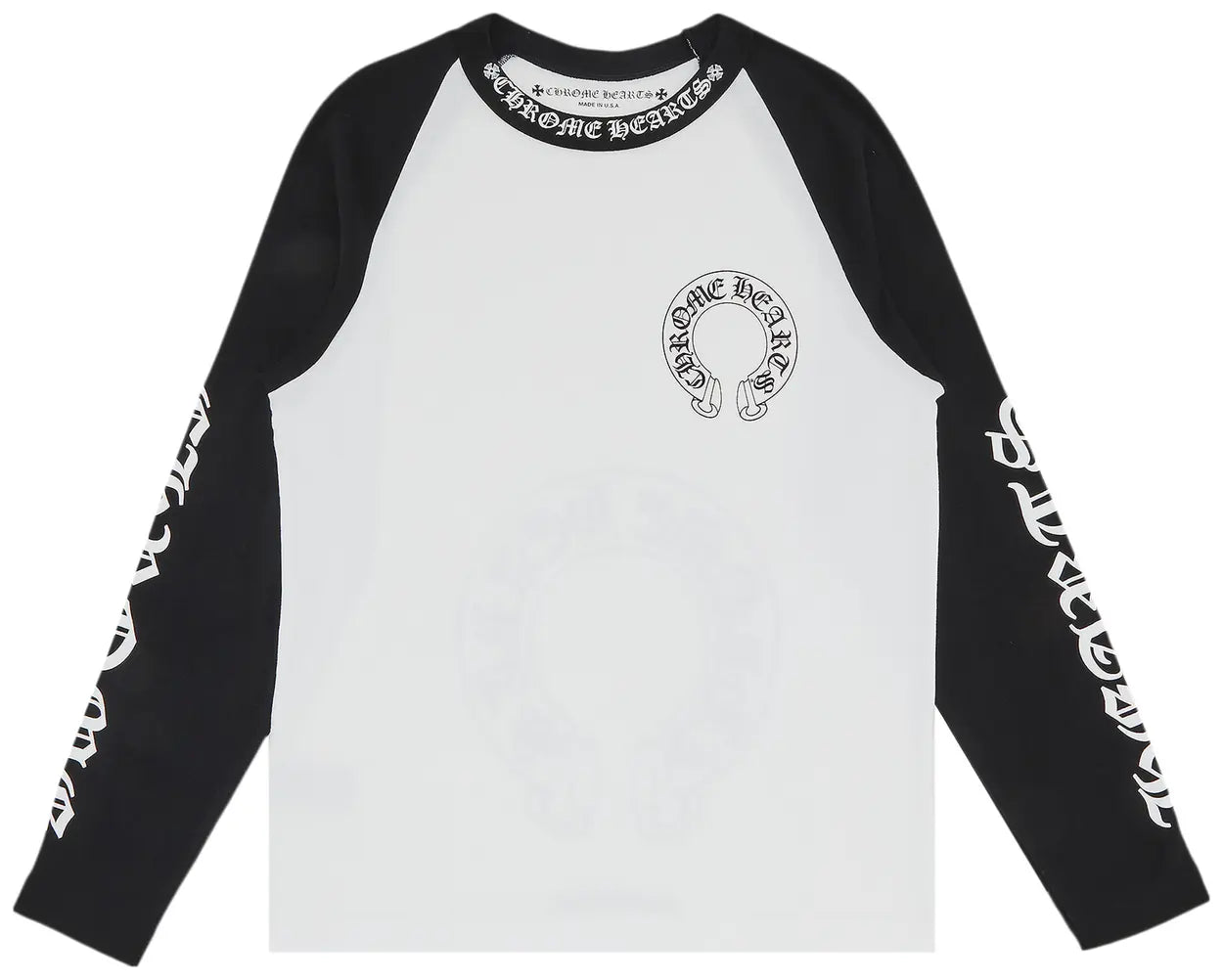 Chrome Hearts Horseshoe Neck Logo 3/4 Shirt 'Black/White'