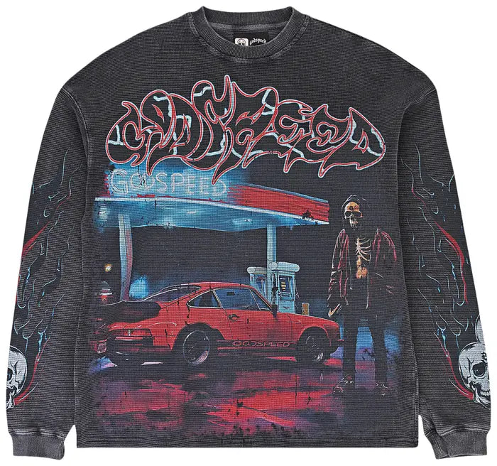 Godspeed Pit Stop Thermal Long-Sleeve T-Shirt 'Grey Wash'