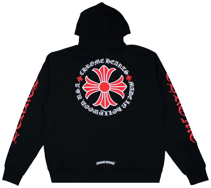Chrome Hearts Made In Hollywood Plus Cross Zip Up Hoodie 'Black/Red'