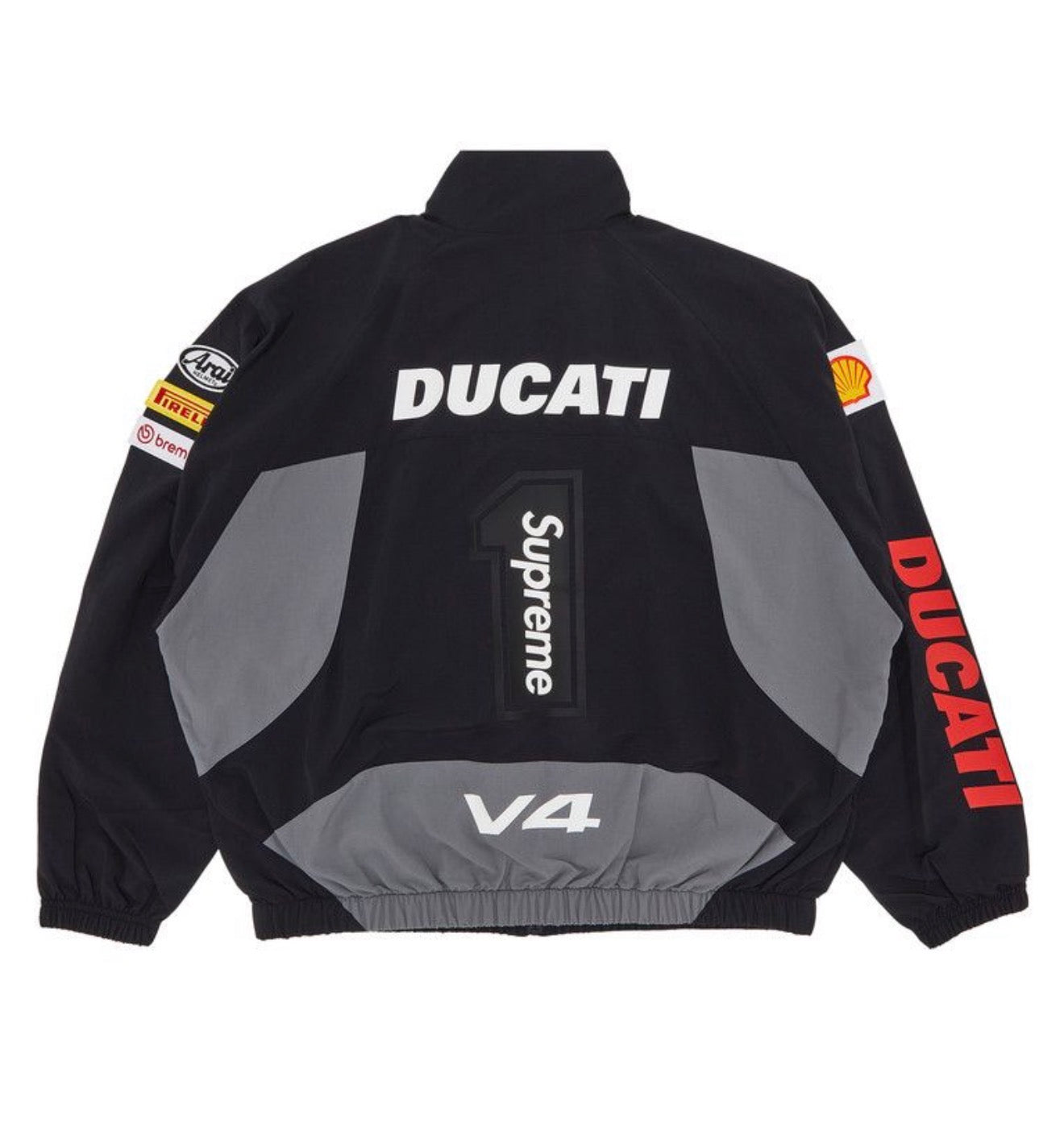 Supreme x Ducati Style Track Jacket – Black/Grey – High-Quality Replica