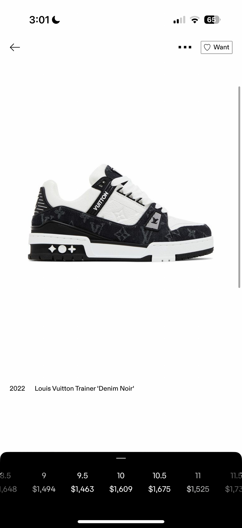 Louis Vuitton LV Trainer Sneaker Low “Black Monogram Denim / White Leather”