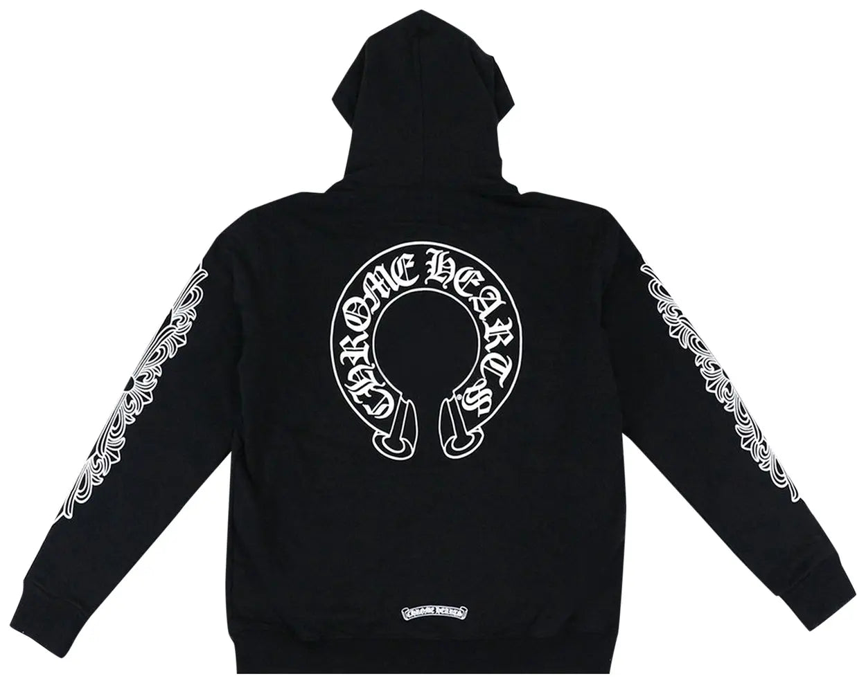 Chrome Hearts Horseshoe Floral Cross-Sleeve Zip Up Hoodie 'Black/White'