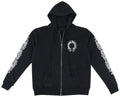 Chrome Hearts Horseshoe Floral Cross-Sleeve Zip Up Hoodie 'Black/White'