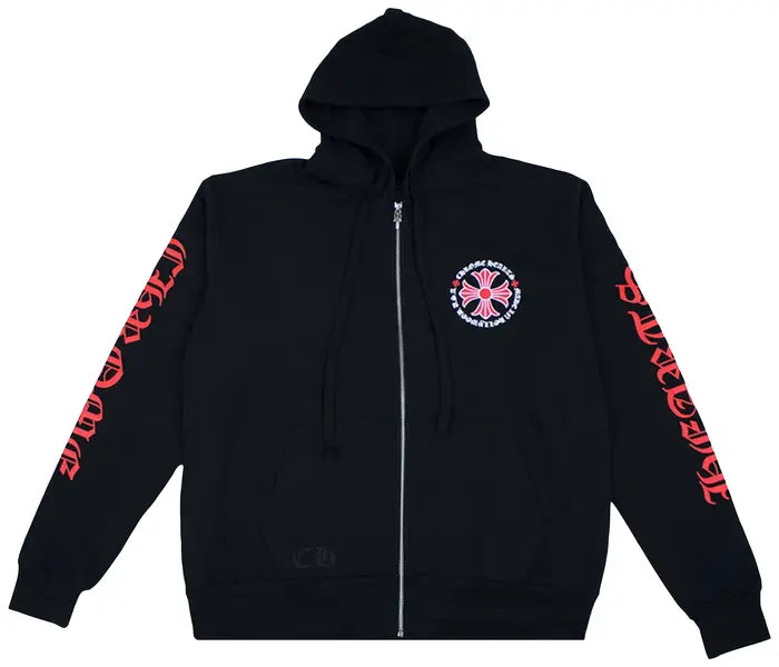 Chrome Hearts Made In Hollywood Plus Cross Zip Up Hoodie 'Black/Red'
