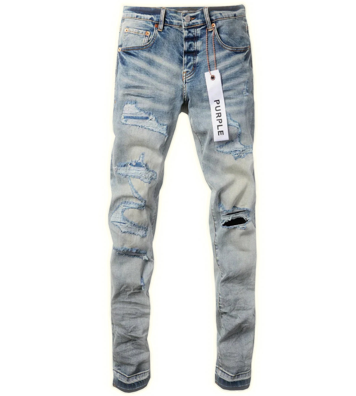 Purple Brand P001 Light Wash Destroyed Jeans