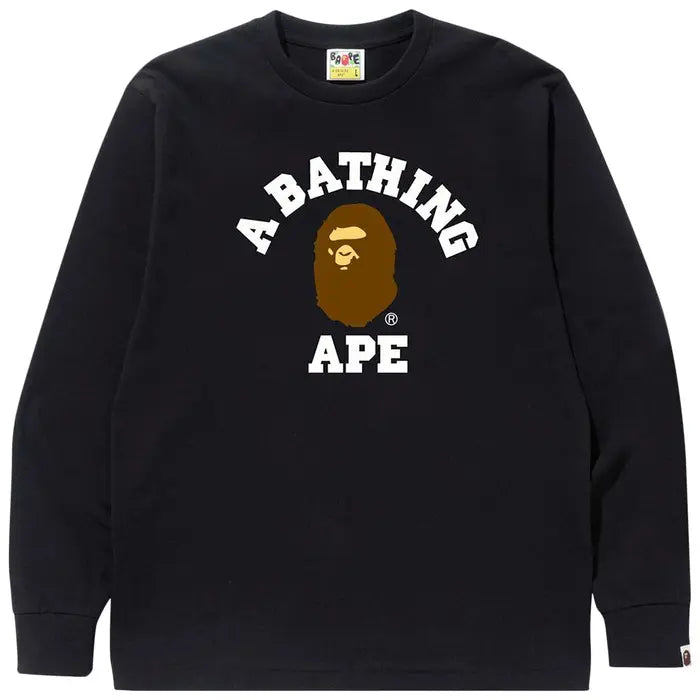 BAPE College Long Sleeve Tee 'Black'